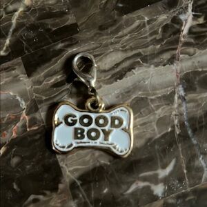 Good Boy Dog Tag Charm - White and Gold (NEW)
